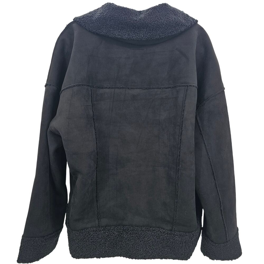 Marine Layer Womans size XL Quebec Sherpa Jacket Black Faux Suede Boxy NEW - Picture 4 of 8